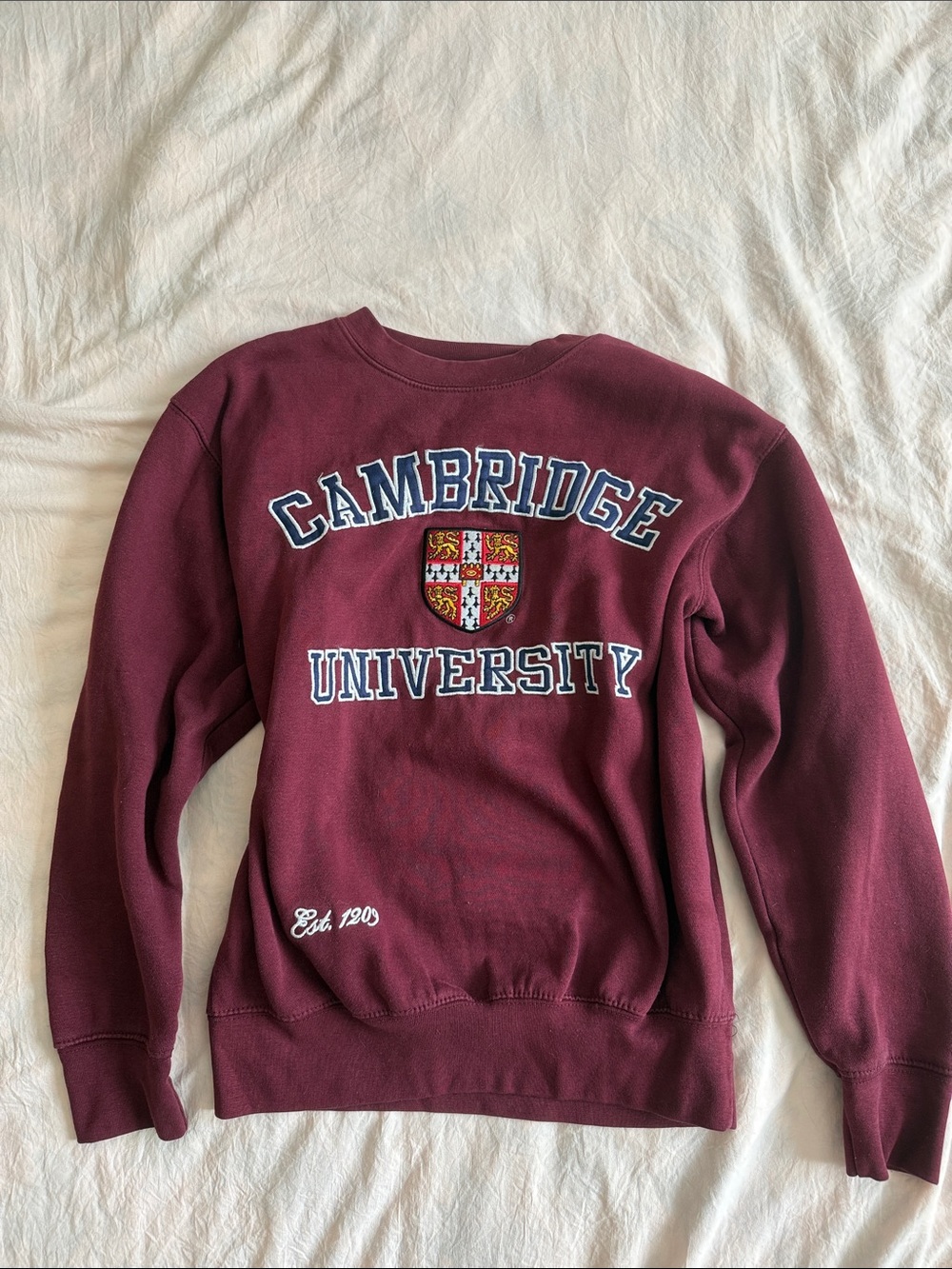 Y2K Cambridge University Maroon red Crewneck Sweatshirt